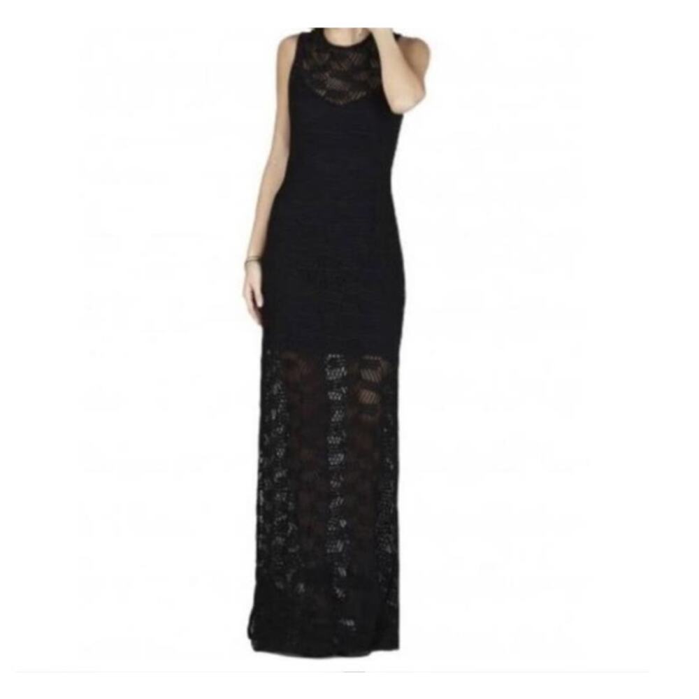 BCBGeneration Maxi Dress Formal Black Lace Gown Size 0